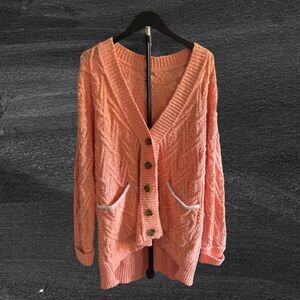 Free People Coral Cable Knit Cardigan